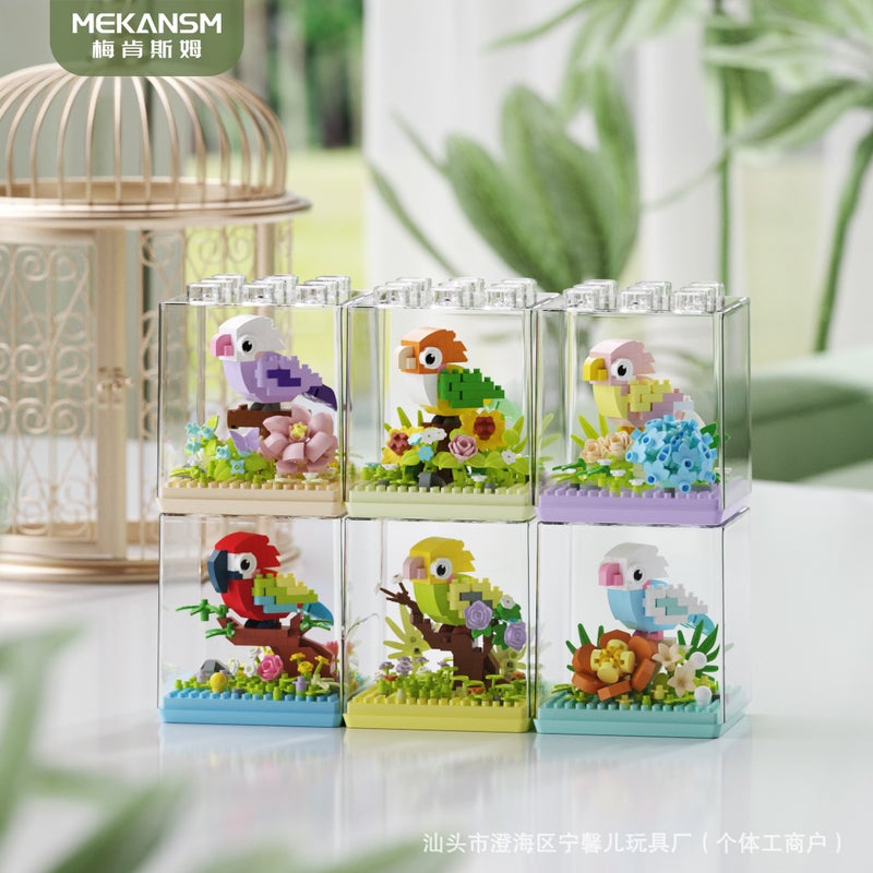 Mekensm 396-399 Parrot Flower Honey Series Children'S Educational Assembly Micro Particle Building Block Toy Ornament - Image 3